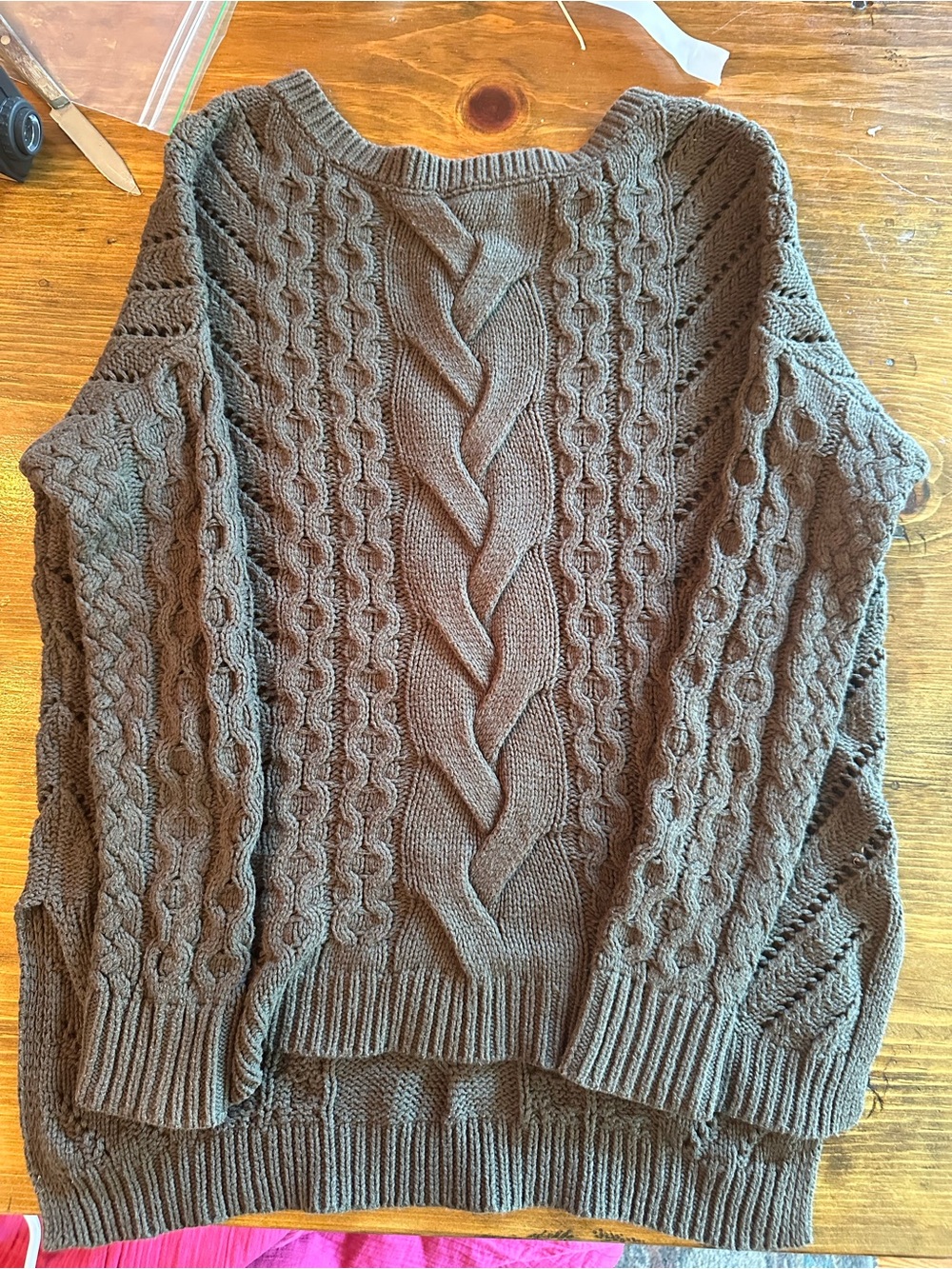 Express Hunter Green Classic Cable Knit Sweater - XS